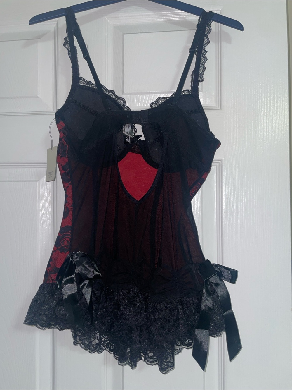 Rene Rofe Red & Black Floral Lace Chemise - Picture 5 of 5